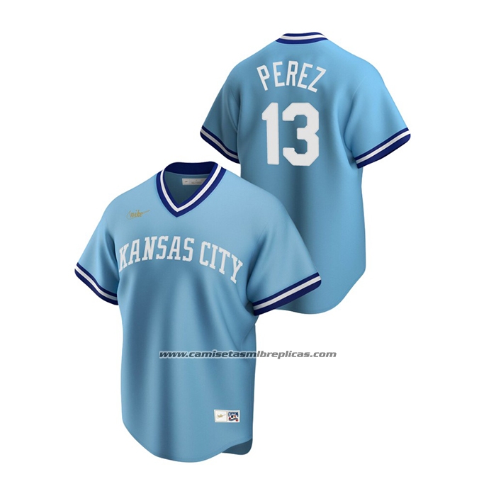 Camiseta Beisbol Hombre Kansas City Royals Salvador Perez Cooperstown Collection Road Azul